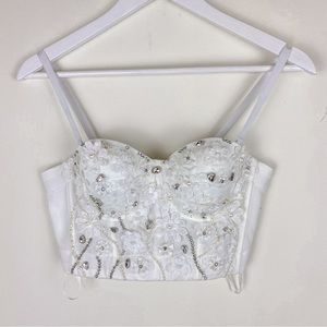 Bustier Jewel and Pearl Lace Top